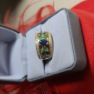 14kt-10kt Sapphire, Emerald &  Diamond Size 8 ring $$$ FIRM